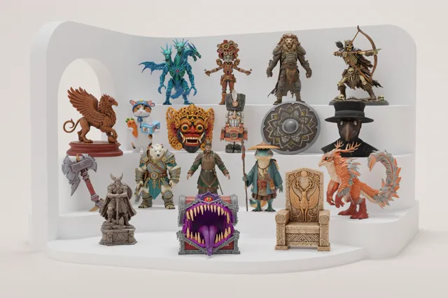 Gallery of 3D assets textured by UltraTex